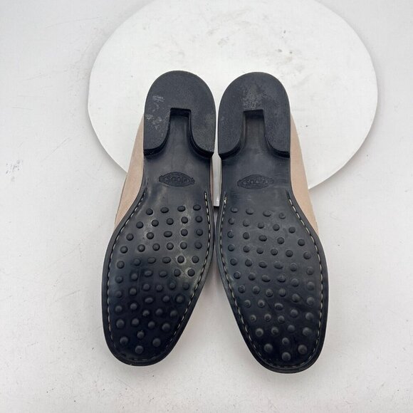 Tod's Women Size EU 38.5 US 8.5 Light Grey Suede Penny Loafer Low Heel Shoes - Picture 10 of 13